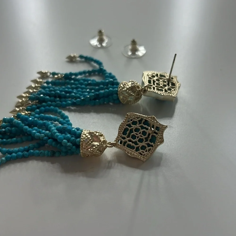 Kendra Scott Misha tassel Dangle Turquoise Earrings- LIKE NEW!